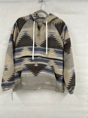 Aztec Southwestern Hoodie Medium Tribal Print Boho Western Pullover Hooded